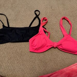 wild fable Hot Pink and Black Ribbed Bikini Tops